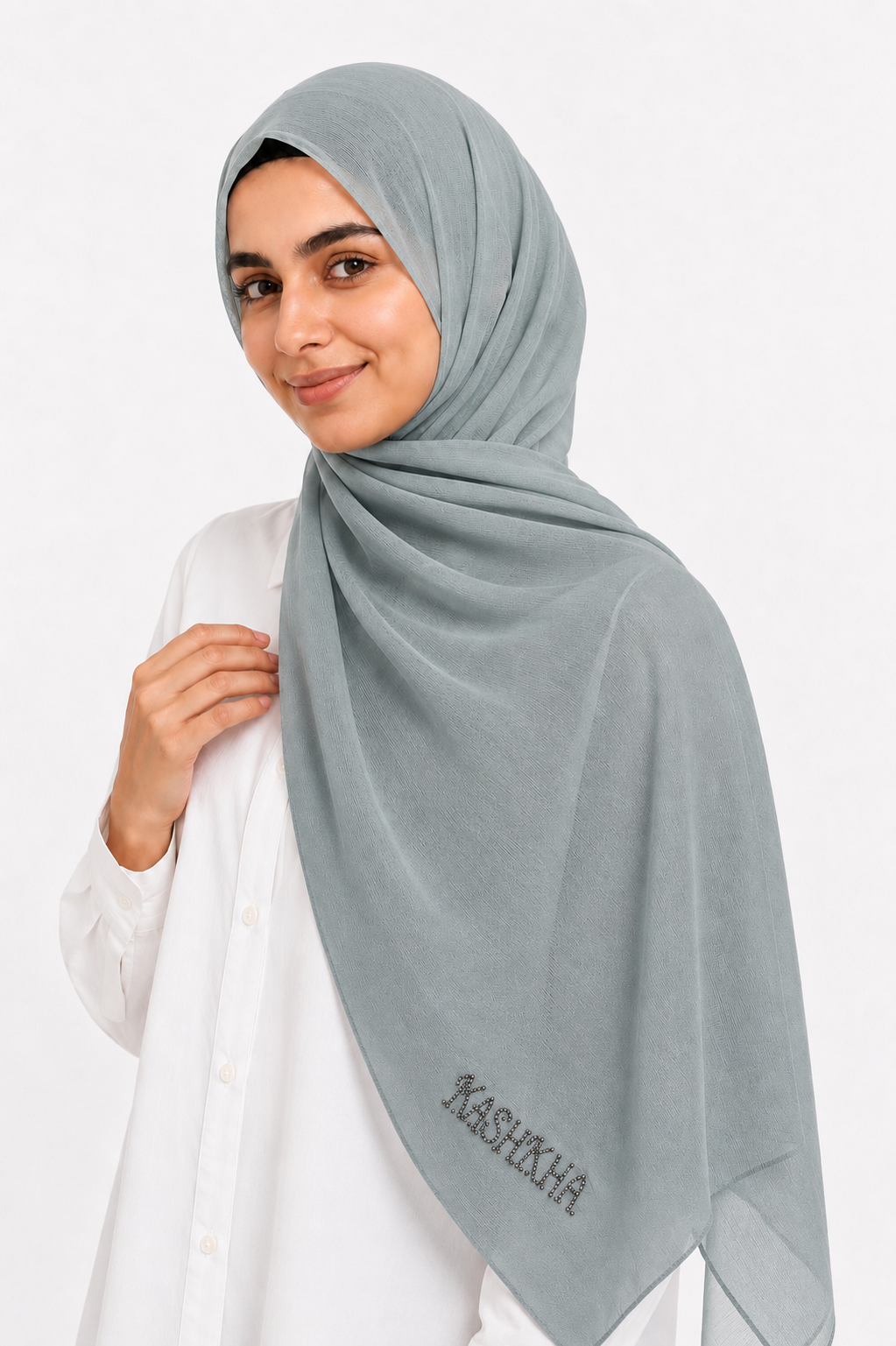 Dusty Blue Grey Rainbow kashkha hijab