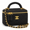 Chanel Quilted Suede Vanity Bag – Black