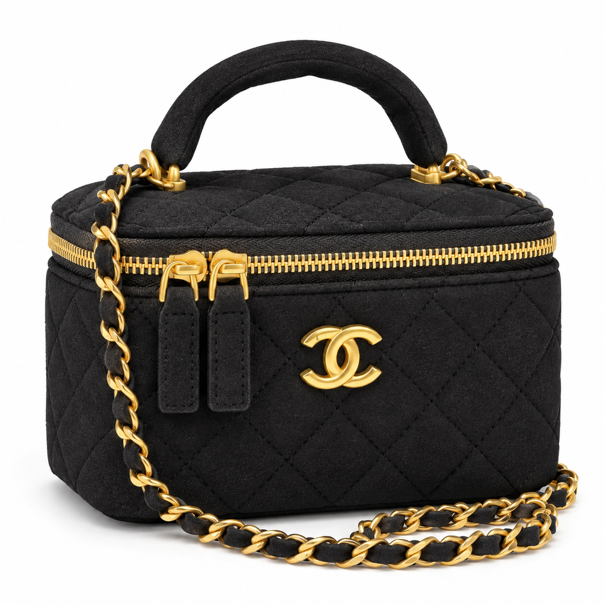 Chanel Quilted Suede Vanity Bag – Black