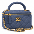 Chanel Quilted Suede Vanity Bag – Denim Blue