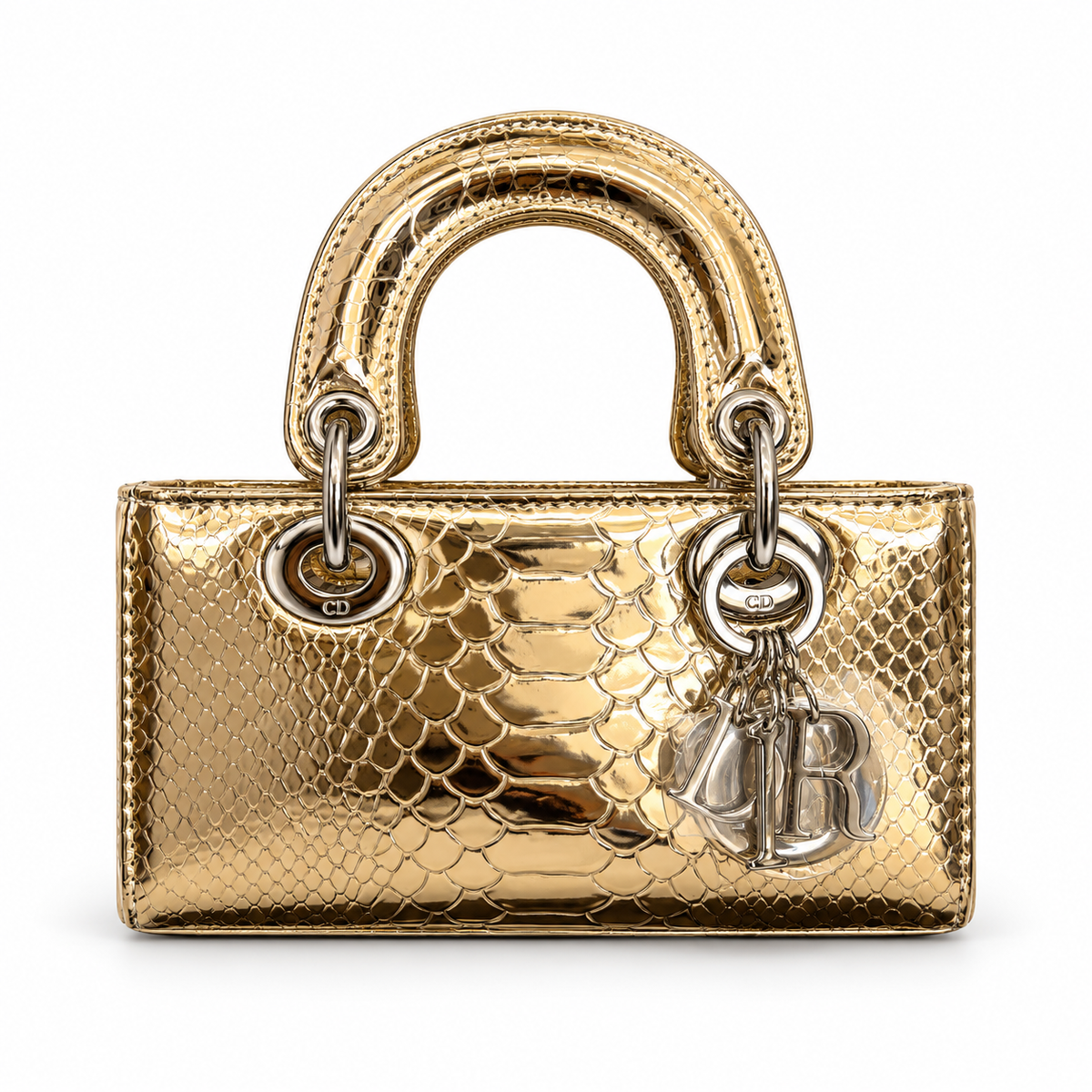 Dior- Gold - Style Mini Python-Effect Top-Handle Bag