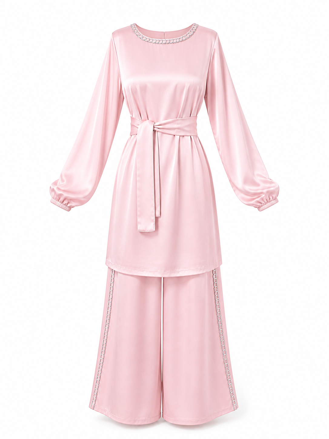 Satin long set