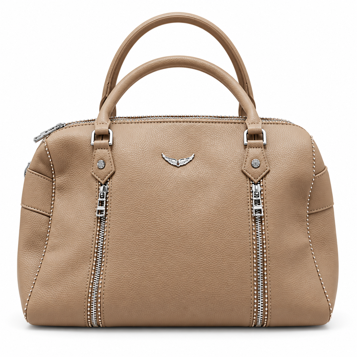 Beige Zadig & Voltaire Sunny Large Studded Bag.