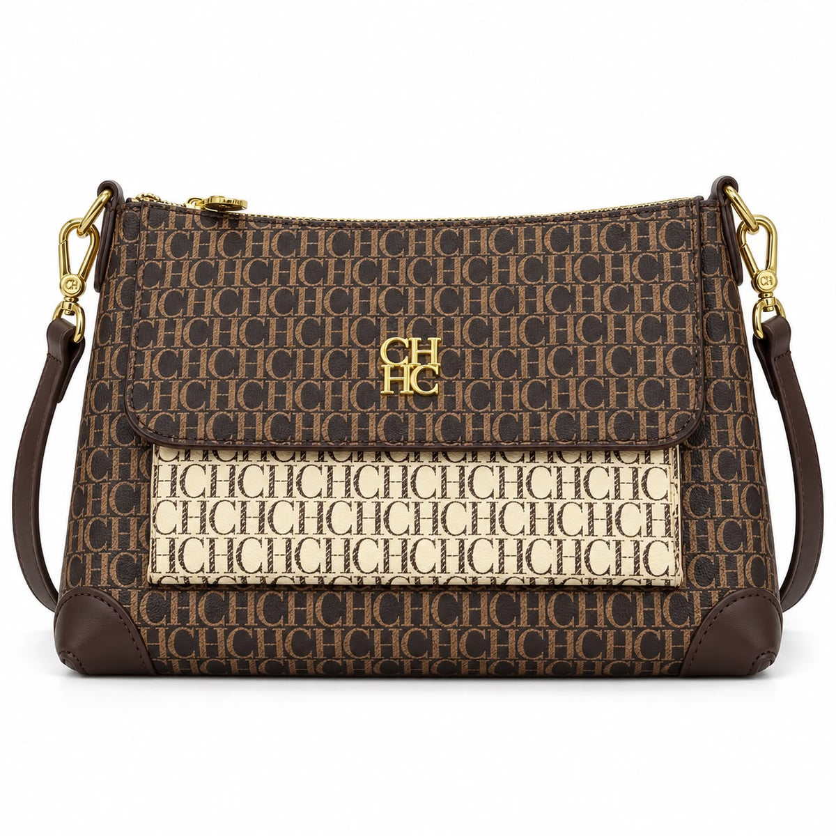 Carolina Herrera shoulder bag featuring the brand's signature "CH" monogram pattern.