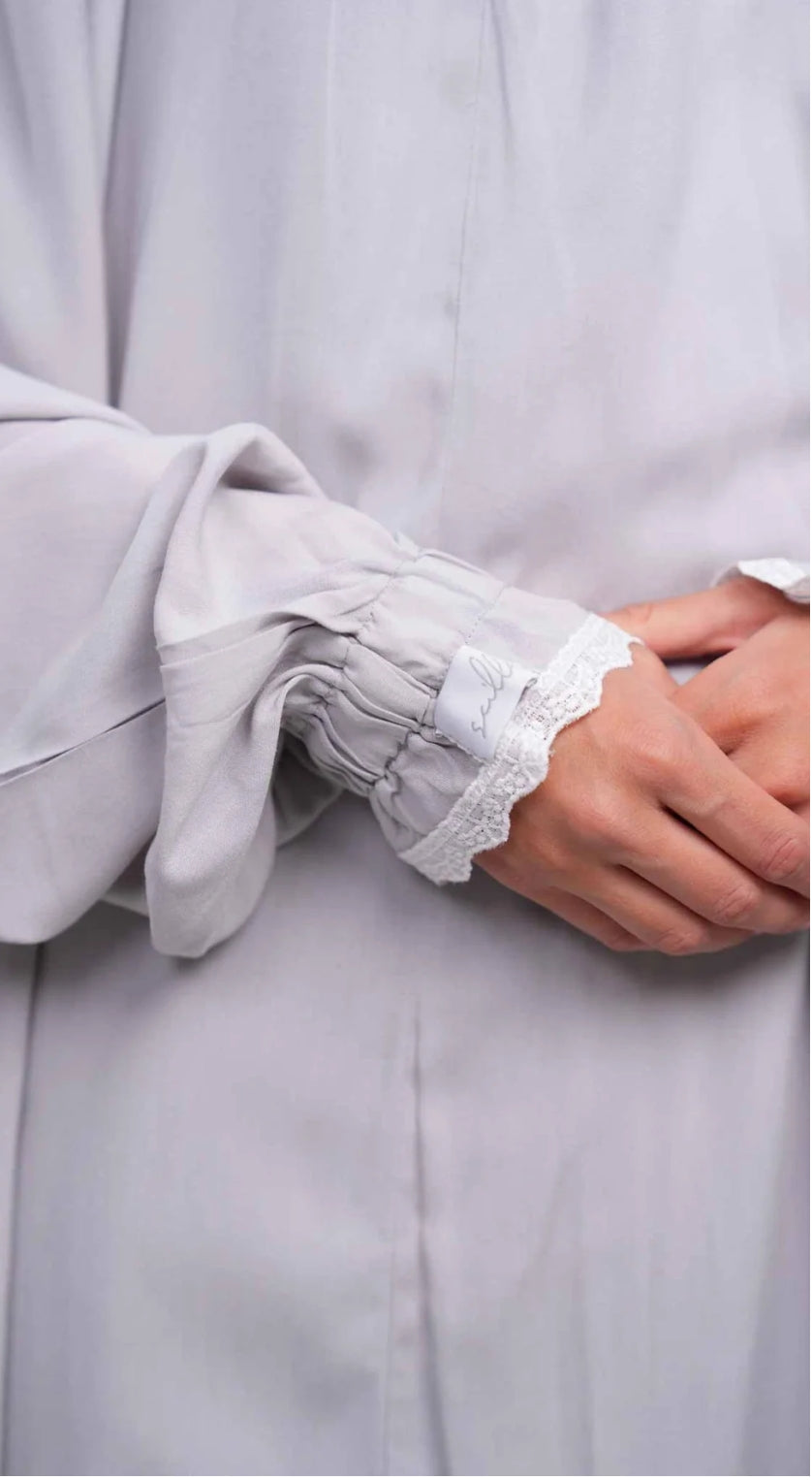 Pearl grey two piece Prayer gown