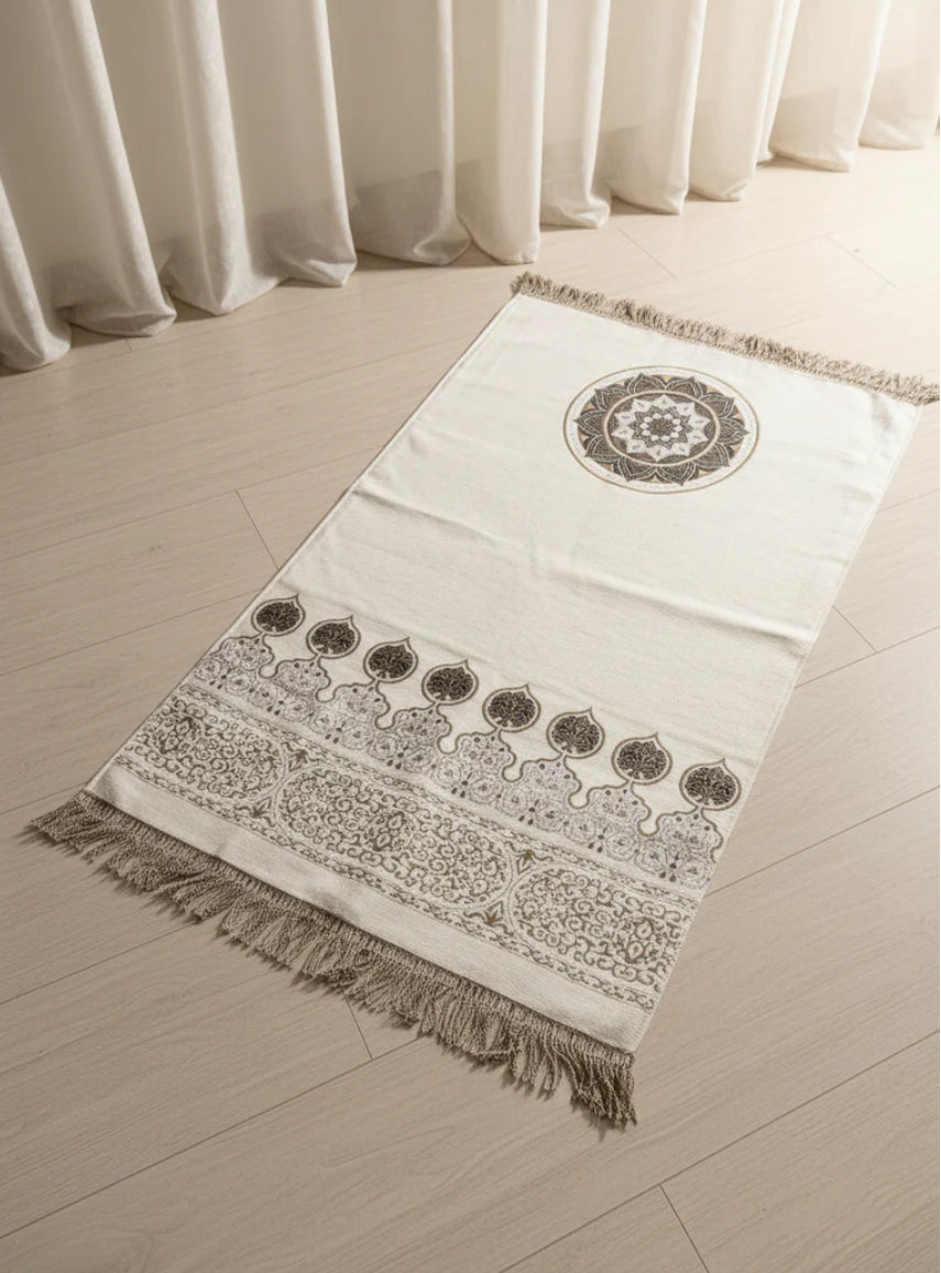 Mandala Embrace Prayer Mat - Off-White