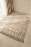 Beige Embossed Mihrab Prayer Mat
