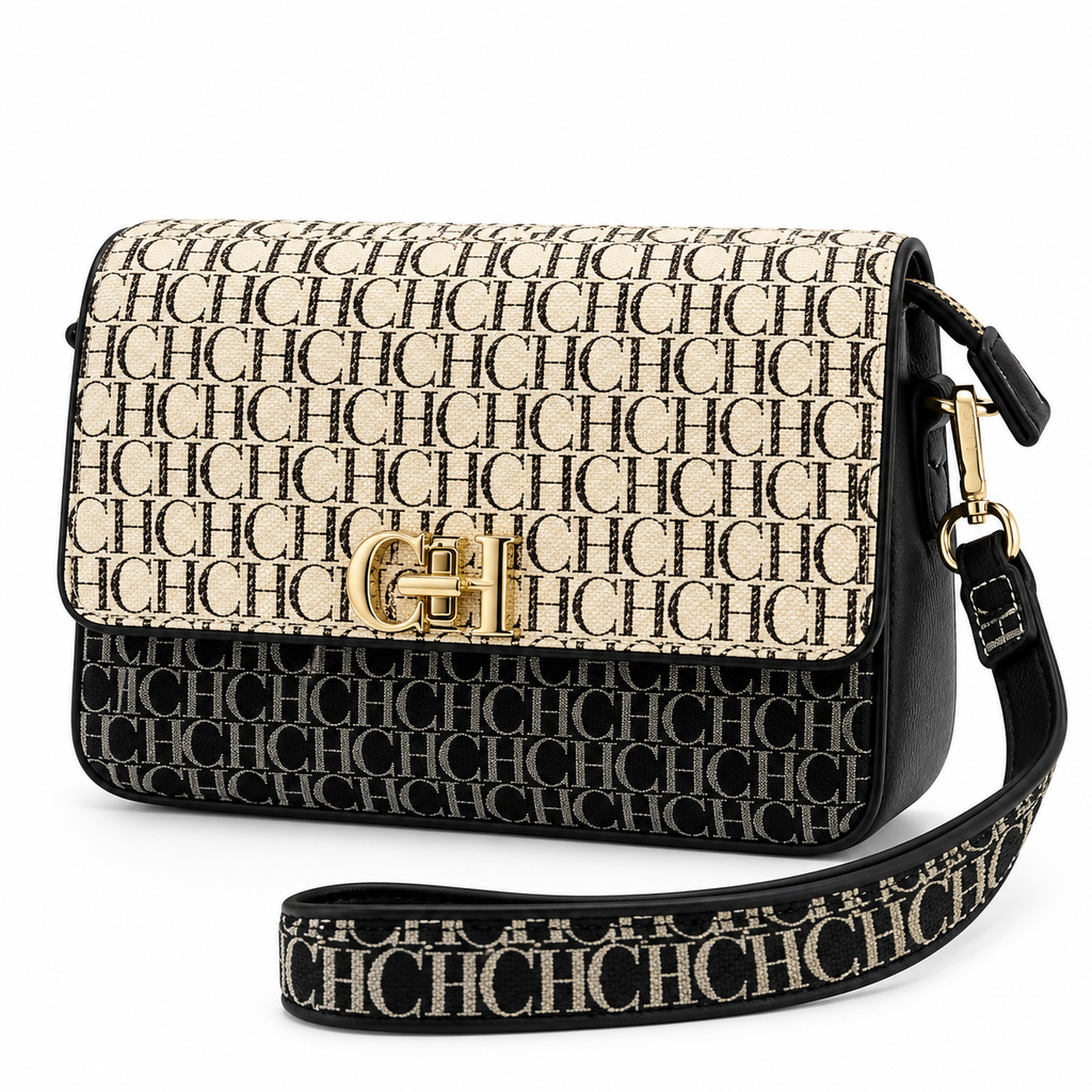 Carolina Herrera CH Monogram Crossbody Flap Bag.
