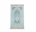 Full blue Satin Padded Floral Lace Premium Prayer Mat