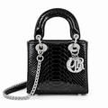 Dior-Style black Python-Effect Mini Top Handle Bag