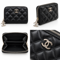 Chanel Black Quilted Zip Wallet