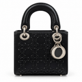 Dior-Mini Lady Dior Bag Black Strass Cannage Satin