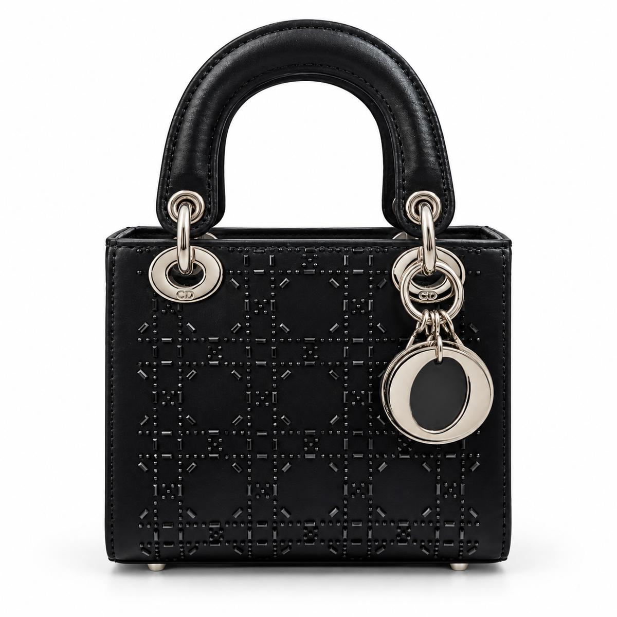 Dior-Mini Lady Dior Bag Black Strass Cannage Satin