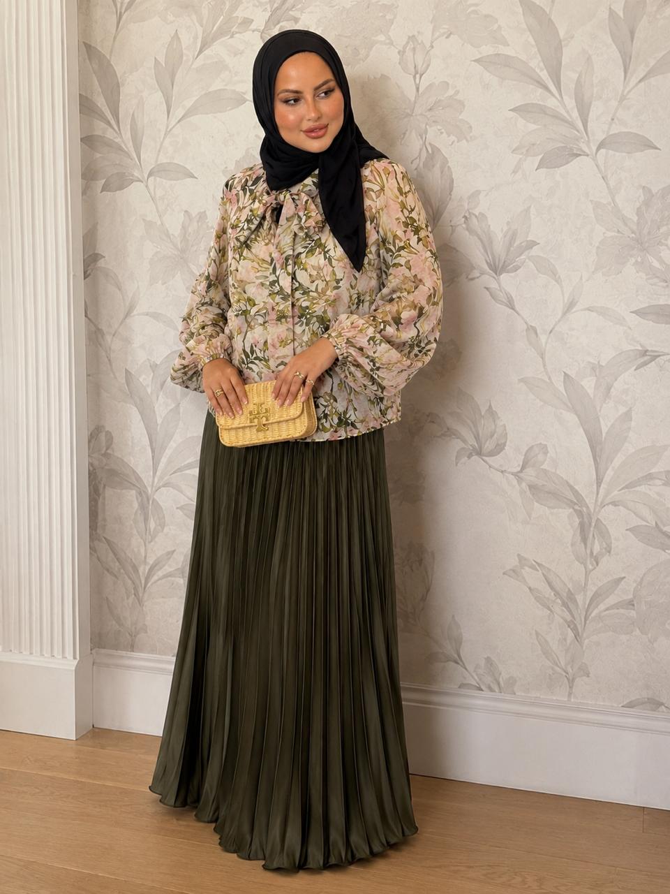 Skirt Set blouse flowered