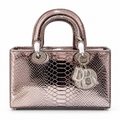 Dior-Inspired Metallic Rose Gold Snake-Effect Handbag