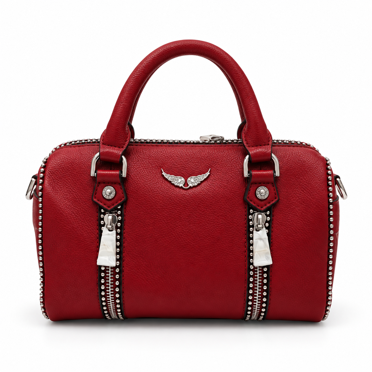 Red Zadig & Voltaire Sunny Small Studded Bag.