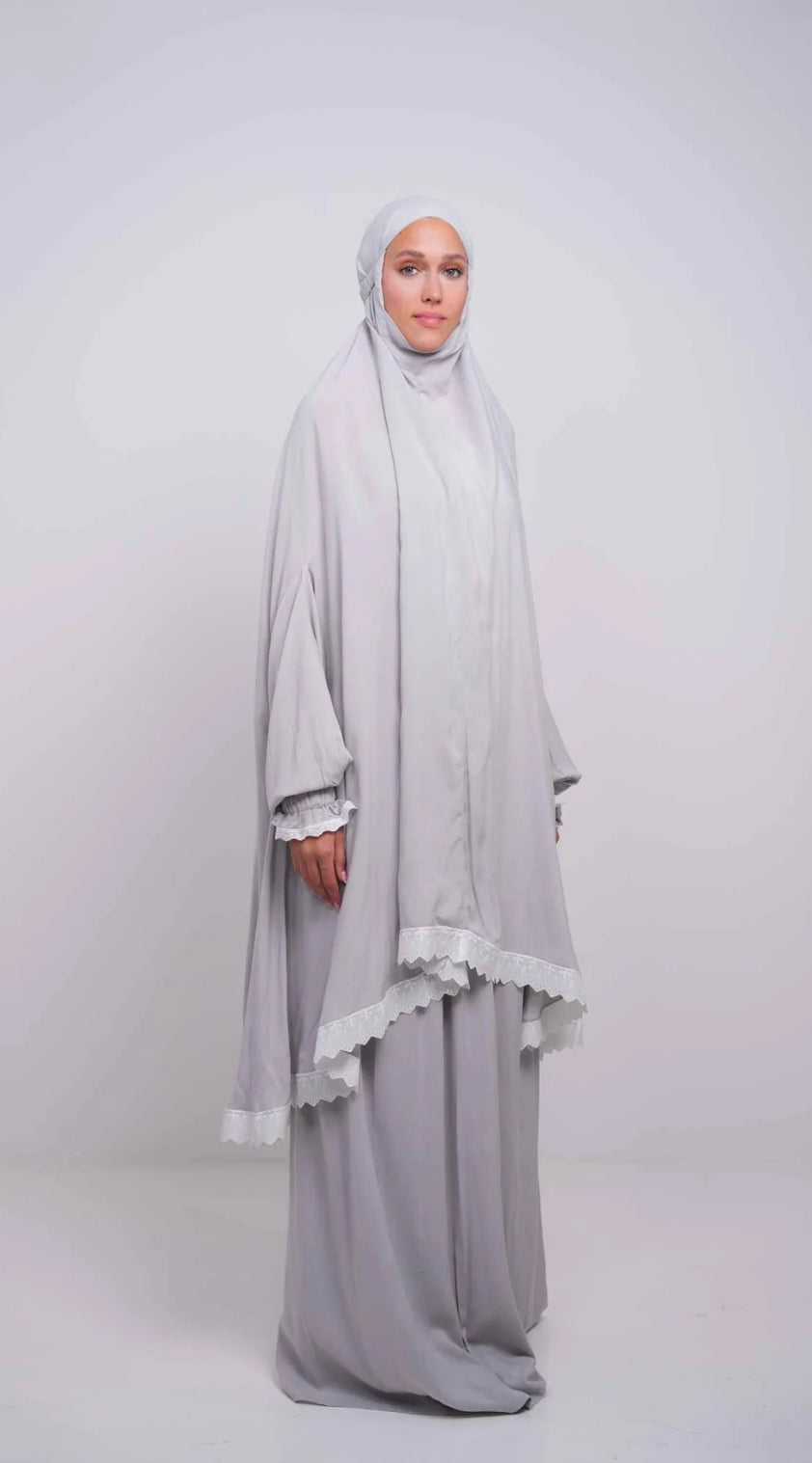 Pearl grey two piece Prayer gown